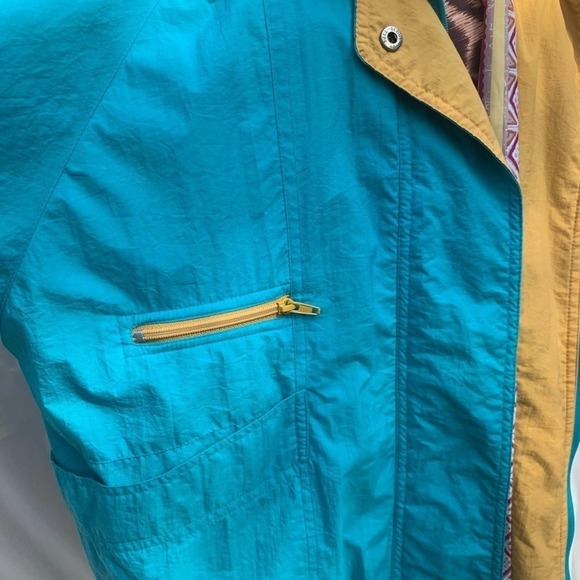 Southwestern Full Zip Track Jacket Lined Windbreaker Teal & Yellow SZ XL - Picture 5 of 8